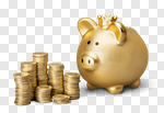 Сlipart Piggy Bank British Currency Gold Currency Coin photo cut out BillionPhotos
