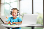Сlipart kid girl headphones laptop little   BillionPhotos