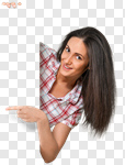 Сlipart Women Sign Holding Blank Peeking photo cut out BillionPhotos