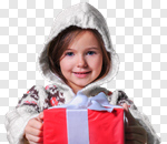 Сlipart Child giving a Christmas present beautiful box brown celebration photo cut out BillionPhotos
