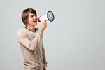 Сlipart gray loudspeaker man megaphone pointing   BillionPhotos