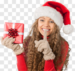 Сlipart Christmas Gift Women Shopping Winter photo cut out BillionPhotos