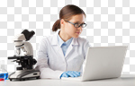 Сlipart Woman in laboratory laptop chemistry bio-tech profession photo cut out BillionPhotos