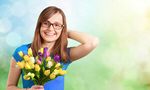 Сlipart lady young bouquet background flowers   BillionPhotos
