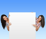 Сlipart Women Sign Holding Blank Peeking   BillionPhotos