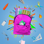 Сlipart school flying items backpack stationary   BillionPhotos
