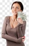 Сlipart Currency Women Holding Paper Currency Happiness photo cut out BillionPhotos