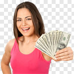 Сlipart Currency Women Winning Wealth Cheerful photo cut out BillionPhotos