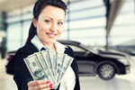Сlipart Woman snow currency on car background Currency Women Holding Paper Currency   BillionPhotos