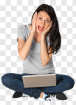 Сlipart Women Laptop Computer Ecstatic Excitement photo cut out BillionPhotos