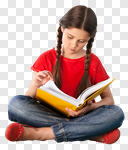 Сlipart Child Reading Little Girls Book Isolated photo cut out BillionPhotos
