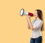 Сlipart girl beautiful megaphone public background   BillionPhotos