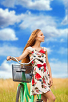 Сlipart Woman with bike in wheat field hair summer bike outdoor photo  BillionPhotos