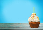 Сlipart birthday cake against blue background baked   BillionPhotos