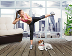 Сlipart home workout fitness dog girl   BillionPhotos