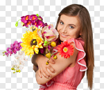 Сlipart Women Flower Smiling Cheerful Happiness photo cut out BillionPhotos