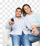 Сlipart Watching TV Couple Remote Control Watching Sofa photo cut out BillionPhotos