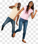 Сlipart Couple Mature Couple Running Beach Autumn photo cut out BillionPhotos