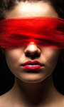 Сlipart Woman Blindfolded with Red Cloth beautiful beauty black brunette photo  BillionPhotos