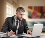 Сlipart adult occupation business freelancer businessman cheerful busy model camera desktop   BillionPhotos