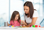Сlipart Mother and daughter together paint homework child boy caucasian   BillionPhotos