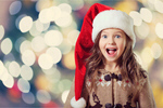 Сlipart Happy child girl in a Christmas hat kid fun tree decoration   BillionPhotos