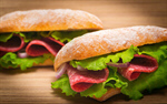 Сlipart sandwich old wood background salami photo  BillionPhotos