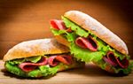 Сlipart sandwich old wood background salami photo  BillionPhotos