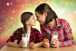 Сlipart Woman and child drinking milk and eating mother daughter milk mom   BillionPhotos