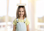 Сlipart Child with a book on his head girl background child happy   BillionPhotos