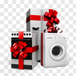 Сlipart Appliance Refrigerator Gift Christmas Bow 3d cut out BillionPhotos