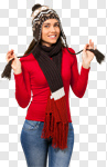 Сlipart Winter Women Scarf Smiling Fashion photo cut out BillionPhotos