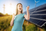 Сlipart solar panel happy woman sustainable   BillionPhotos