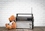 Сlipart Bear with headphones near a radio music musical radio nostalgia   BillionPhotos