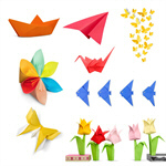 Сlipart origami red yellow isolated decoration   BillionPhotos