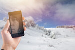 Сlipart holding phone mockup smartphone winter   BillionPhotos