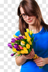 Сlipart woman holds flower valentines flowers tulip florist photo cut out BillionPhotos