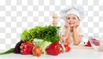 Сlipart kid chef fruit vegetarian table photo cut out BillionPhotos