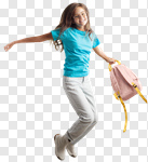 Сlipart jump student background school bag photo cut out BillionPhotos