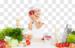 Сlipart kid chef fruit vegetarian table photo cut out BillionPhotos