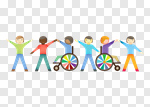 Сlipart Physical Impairment Child Wheelchair Paper Multi-Ethnic Group vector cut out BillionPhotos
