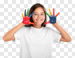 Сlipart girl Child showing colorful hand kid paintings play photo cut out BillionPhotos
