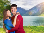 Сlipart outside hug engagement romantic enjoying   BillionPhotos