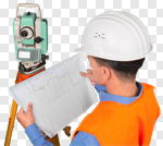 Сlipart Surveyor Hardhat Blueprint Construction Theodolite photo cut out BillionPhotos