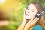 Сlipart music girl listening summer background   BillionPhotos