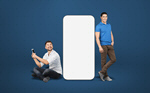 Сlipart man stand couple smartphone white   BillionPhotos