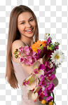 Сlipart Women Flower Smiling Cheerful Happiness photo cut out BillionPhotos