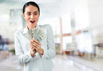Сlipart Happy Woman Holding Money Currency Women Winning Wealth   BillionPhotos