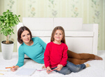 Сlipart Woman with child playing in the room Carpet Family House Domestic Room   BillionPhotos