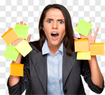 Сlipart Adhesive Note Multi-Tasking Women Busy Exhaustion photo cut out BillionPhotos